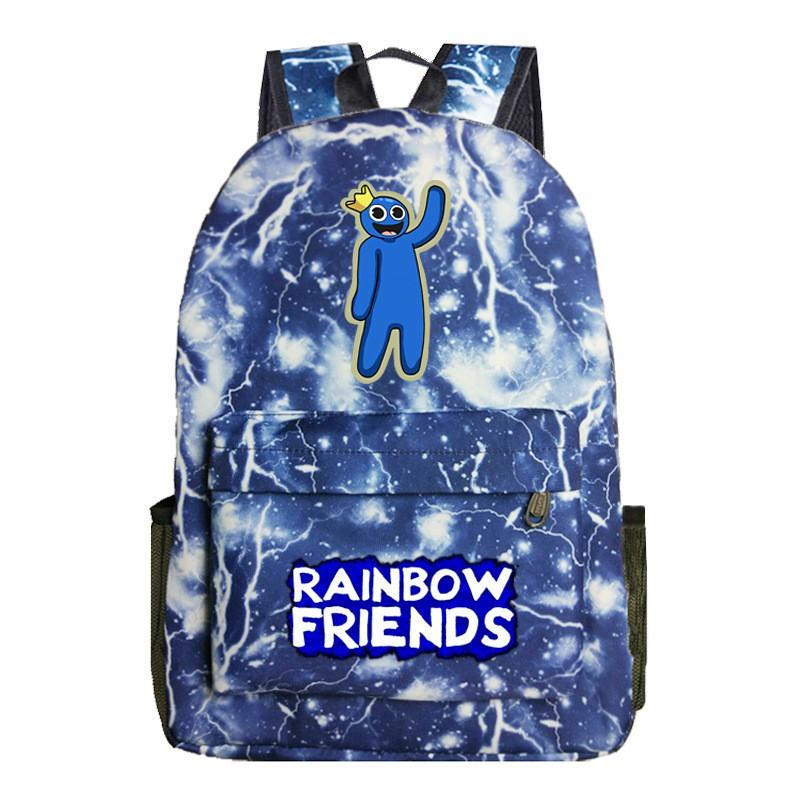 Rainbow Friends Cartoon School Backpack Kids Boys Girls Lightweight Oxford Fabric Bookbag With Ergonomic Shoulder Straps