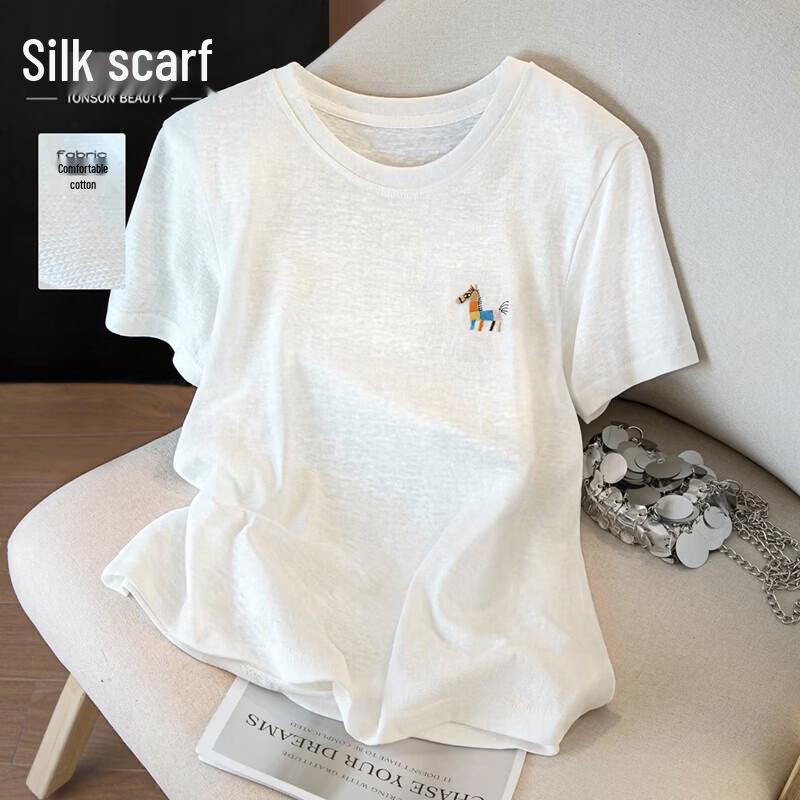 Women s Cartoon Embroidered Loose Fit T-Shirt S