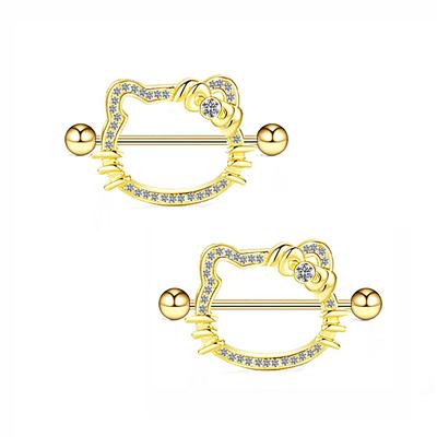 1 Pair Nipple Barbell 14g Crystal Nipple Piercing Nipple Jewelry Heart Nipple Ring Bar Stainless Steel Body Piercing for Women