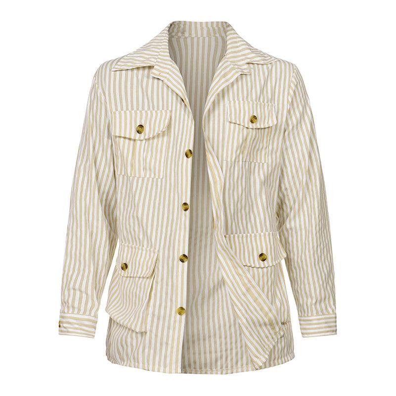 Men's Plus Size Striped Cardigan Jacket, Multi-Pocket, Long Sleeve, Lightweight, for Spring and Autumn 2025