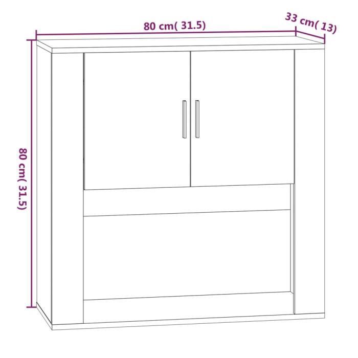 816587 vidaXL Armoire murale Chêne sonoma 80x33x80 cm Bois d'ingénierie