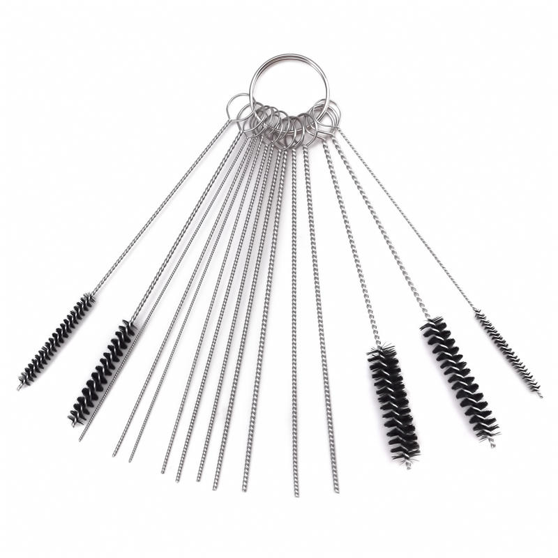 15 pezzi rimuovi strumento carburatore spazzole ad ago in carbonio kit di strumenti aghi per pulizia vasca di prova