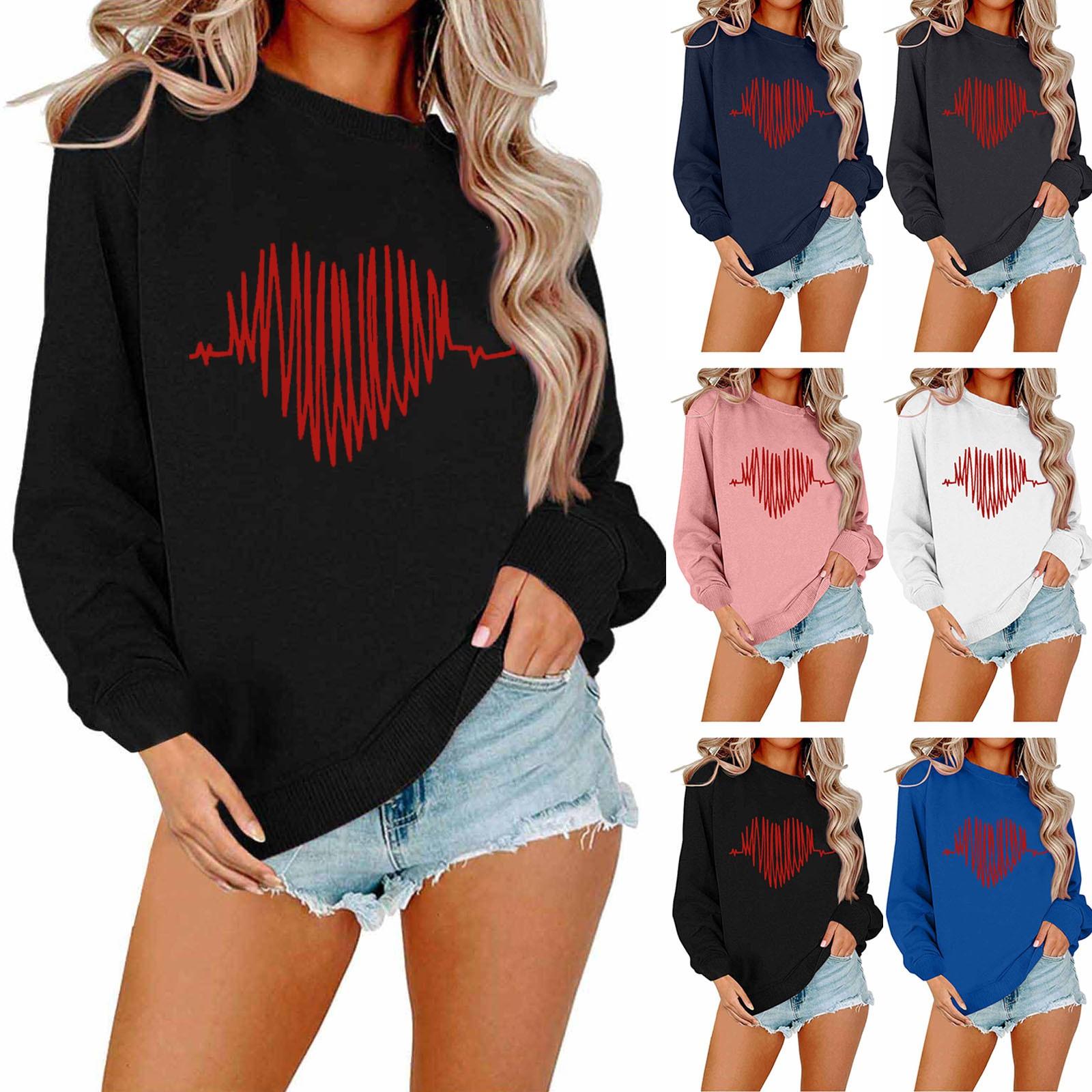 

Женский модный повседневный однотонный свитер с длинным рукавом и принтом ко Дню святого Валентина