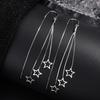 S925 Silver Star Ear Thread Long Tassel Star Hoop Earring Light Luxury Elegant Versatile Ear Jewelry