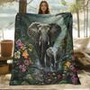 A Soft And Comfortable Digital Printed Blanket Featuring a Skin-Friendly Elephant Jungle Walk Pattern, Suitable for All Seasons, Perfect for Use on Th