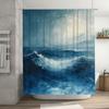 Artistic Blue Ocean Shower Curtain High Quality Waterproof Fabric for Bathroom Decorations 3D Printed Art In Various Sizes