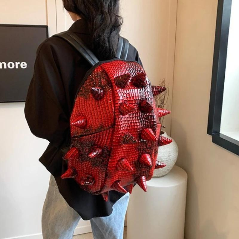 Punk Style Fashion Unique Design Backpacks 2025 New Hedgehog Large Capacity Bags Hot Style PU Personality Travel Bags Spike