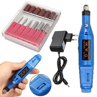 Mavi Elektrikli Mini Öğütücü Parlatma Aracı Makinesi Manikür Pedikür Tırnak Sanat Aracı için Set