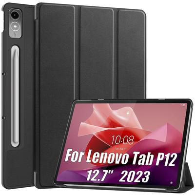 Flipové kožené pouzdro pro tablet Lenovo Tab P12 12,7 palce 2023 Lehký tenký trojitý skládací stojan na tablet Kryt na tablet Xiaoxin Pad Pro 12.7 TB371FC