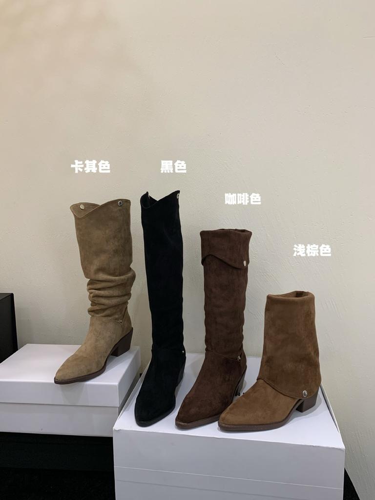 Internet Celebrity Fashion Wear Pile Boots Women 2025 Autumn New Wear Versatile Flip Through Thin Middle Heel Fashion Boots