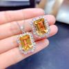 Light Luxury Imitation Natural Citrine Set Ring Pendant 10X12 Large Ring Face Lucky Yellow Diamond Necklace