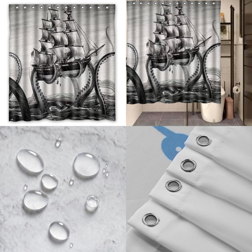 Rideau de douche étanche style américain avec design personnalisable pour un usage domestique