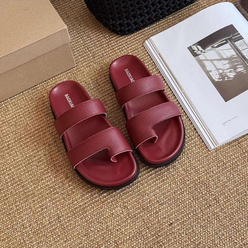 Fashion 2025 New Flip Flops Thick Sole Slippers Women Genuine Leather Shoes Woman Casual Holiday Shoes Comfort Flat Summer Slides Woman