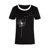 Ladies Cute Printed Short Sleeve Round Neck Front Shoulder Vintage Short Sleeve Summer Loose Shirt Top