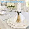 6 Pieces Farmhouse Style Wooden Bead Napkin Rings Adjustable Handmade Napkin Holder with Tassel Napkin Buckle Home Decoration