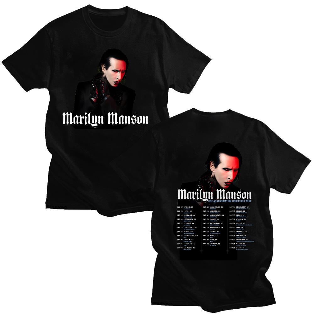 Marilyn Manson One Asspassination Under God Tour T Shirts Retro Oversize High Quality Tee Unisex Fashion Street Women Men Tops