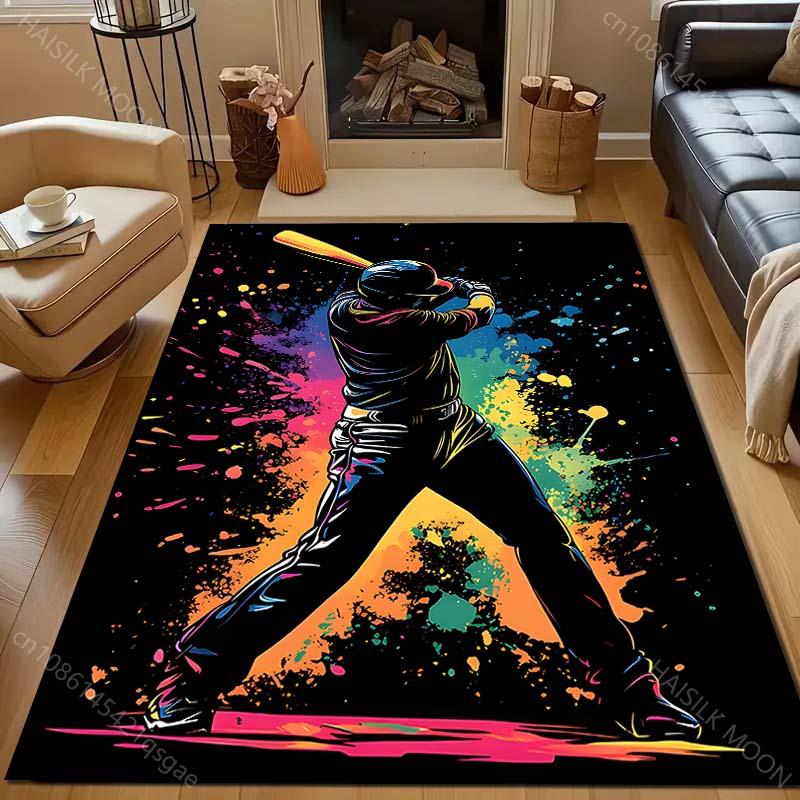1PC Baseball Swing Colorful Splash Carpet for Living Room Bedroom Sofa Home Decor Rus Non-slip Floor Mat Luxury Gift