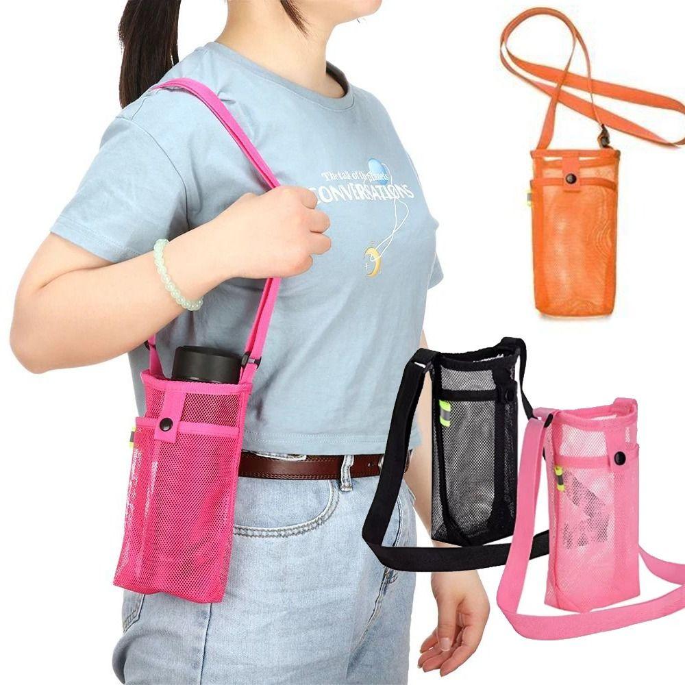 Mesh Sport Water Bottle Cover Portable Cup Sleeve Pouch Insulated Carrier Mobile Phone Bag  Outdoor