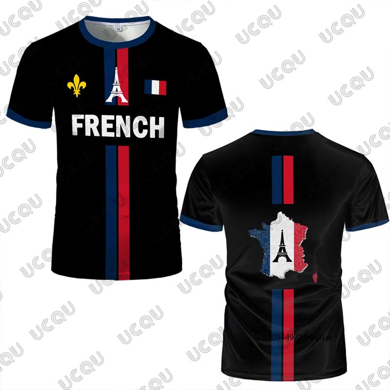 Summer New France Football Jersey Women Men Sports T-shirt Street Soccer Uniforms Casual French Map Flag Graphic Oversized Tops