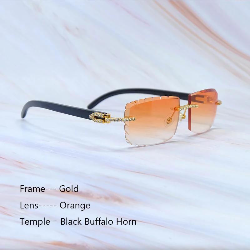 Buzlu Out Güneş Gözlükleri Elmas Kesim Şık Rhinestones Carter Siyah Manda Boynuzu Lüks Gözlük Vintage Güneş Gözlükleri Y2K Dekorasyon