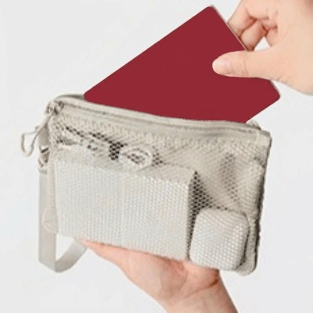Lightweight Mesh Storage Bag Polyester Solid Color Toiletry Bag Multifunctional With Zipper Makeup Pouch Travelling Storage