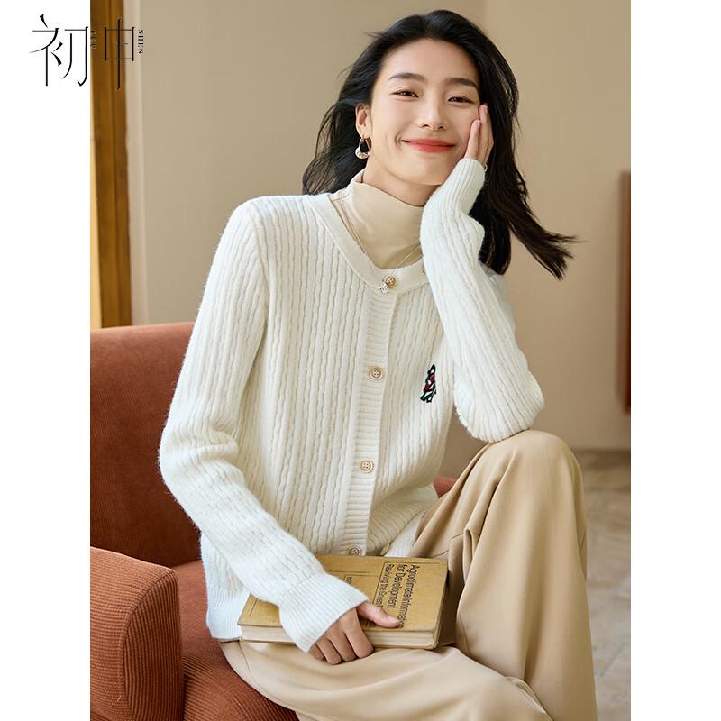 Chushen Damen Bestickter Strickcardigan mit lockerer Passform