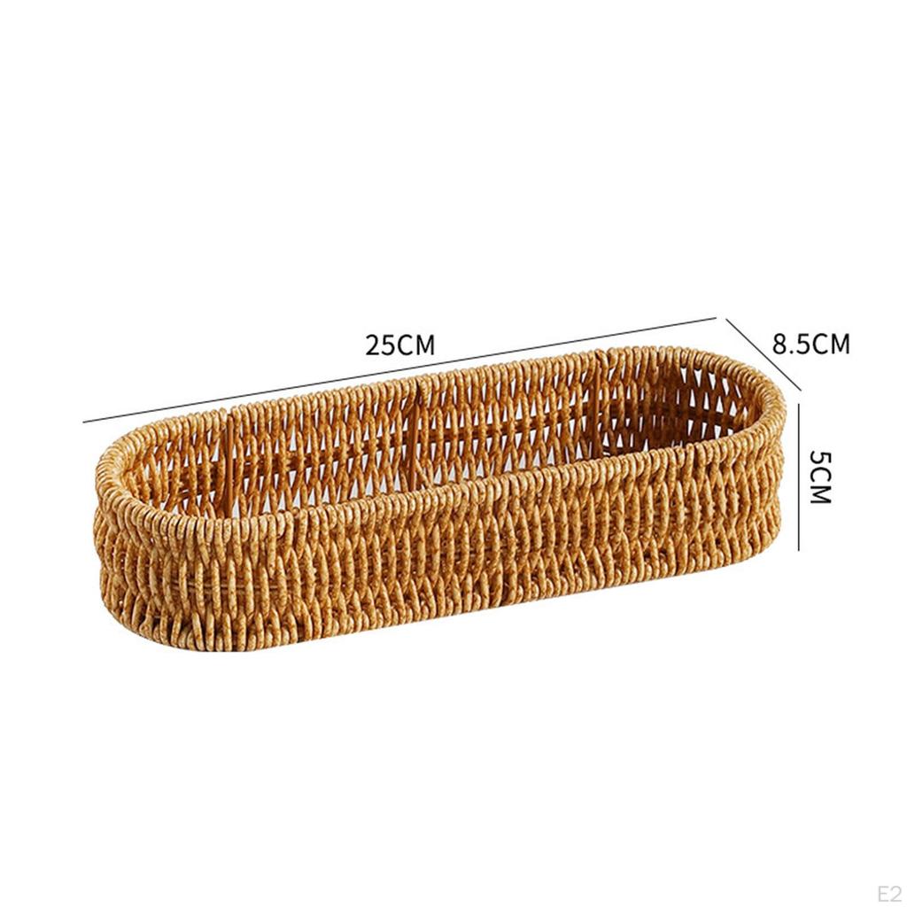 Storage Basket Bread Baskets Forks Spoons Storages Organizer Woven Serving Handmade for Home