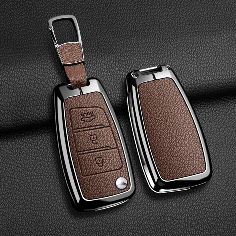 

Zinc Alloy Leather Car Key Case Cover For Hyundai Elantra Solaris Tucson I30 I35 I40 Kona Genesis Santa Fe Azera Holder Shell