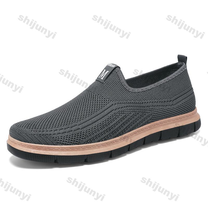 Fashion Fly Weave Men's Shoes Spring Autumn New Mesh Breathable Comfortable Slip On Flats Lightweight Comfortable Non Slip Casual Shoes