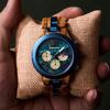 Herrenuhren Holzarmband Mode Blaues Zifferblatt Uhren Luxus Datum Chronograph Leuchtend Holz Armbanduhr Für Mann