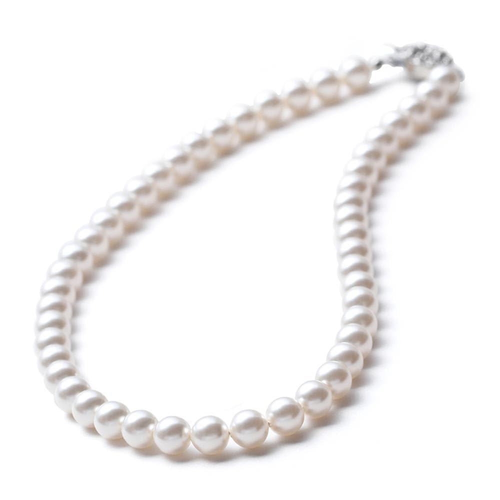 

Pearl Grand Premium For Black White x [VOTRE COUTURE] Necklace, High-Quality Japanese-Made Pearl, Weddings, Funerals, 8mm, White, Gray, (Necklace