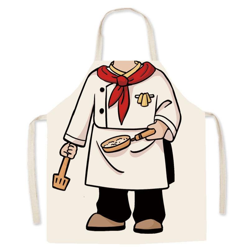 

Мультяшный льняной фартук без рукавов для детей, забавные кухонные фартуки для рисования, кулинарный художественный халат, маслостойкая и пятностойкая верхняя одежда