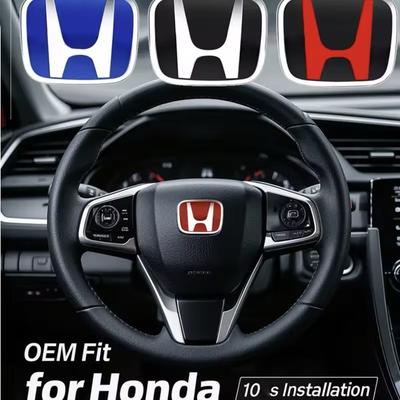 Car Steering Wheel Emblem H-Sticker For Civic Accord City CRV Jade Fit Odyssey Hybrid Red Black Blue Interior Modification