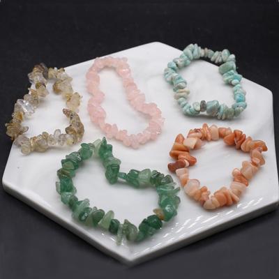 Bracciale da donna nuovo stile Bracciale in pietra naturale quarzo rosa/avventurina verde ghiaia per donna compleanno regali fortunati catena 18 CM