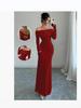 2025 Elegant Off-the-Shoulder Cross Backless Long Dress for Women – Sexy European & American Evening Wear