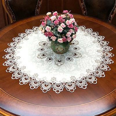 Dining Table Cover Tablecloth Dustproof Floral Lace Round