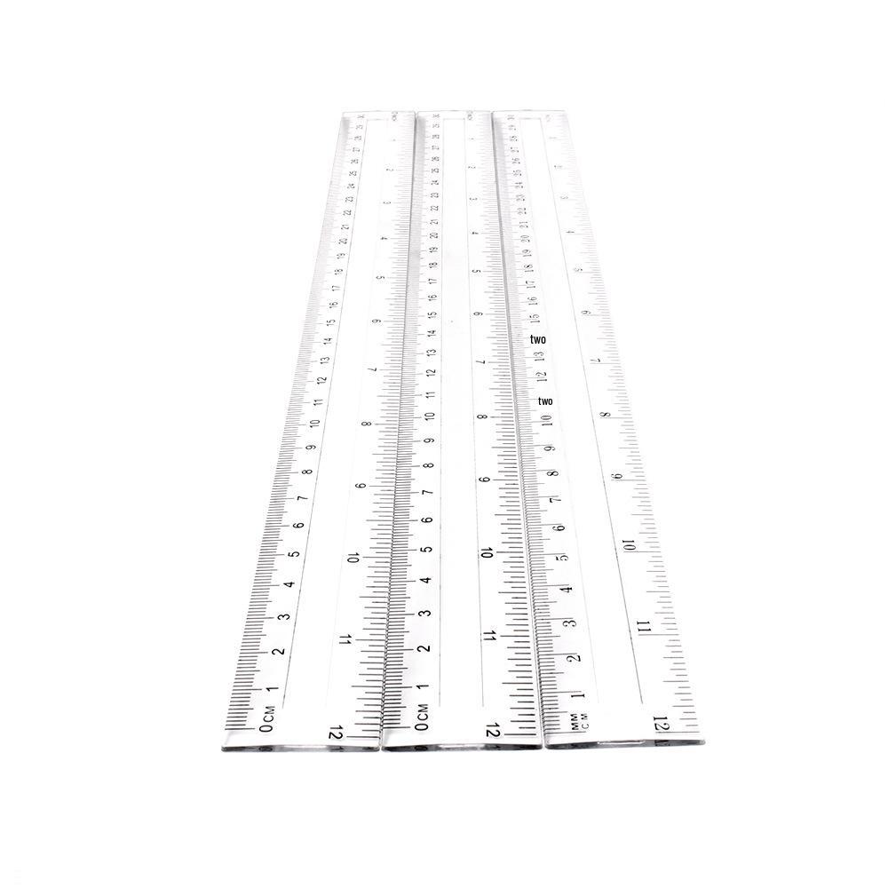 30cm Transparent Plastic Dual-Sided Ruler for Student Teaching Supplies