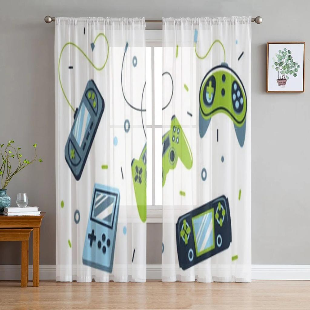Game Controller Sheer Curtains For Living Room Bedroom Tulle Curtains Kitchen Window Treatments Panel Drapes