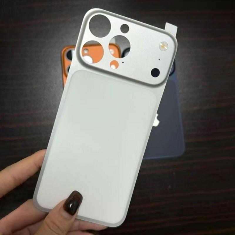 Custodia per Telefono con Retro in Metallo AG Opaco Ultra Sottile Per iPhone 16 15 14 13 Pro Max Adesivo Lucido Trasforma Istantaneamente la Cover 17