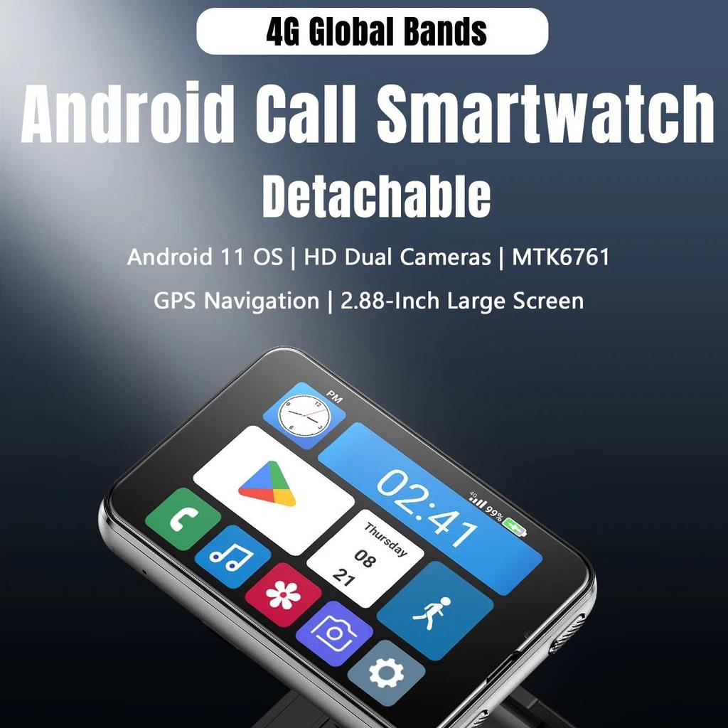 4G Android 11 Smart Watch 2.88'' Touch Screen 4GB 64GB GPS WiFi SIM Watch Phone