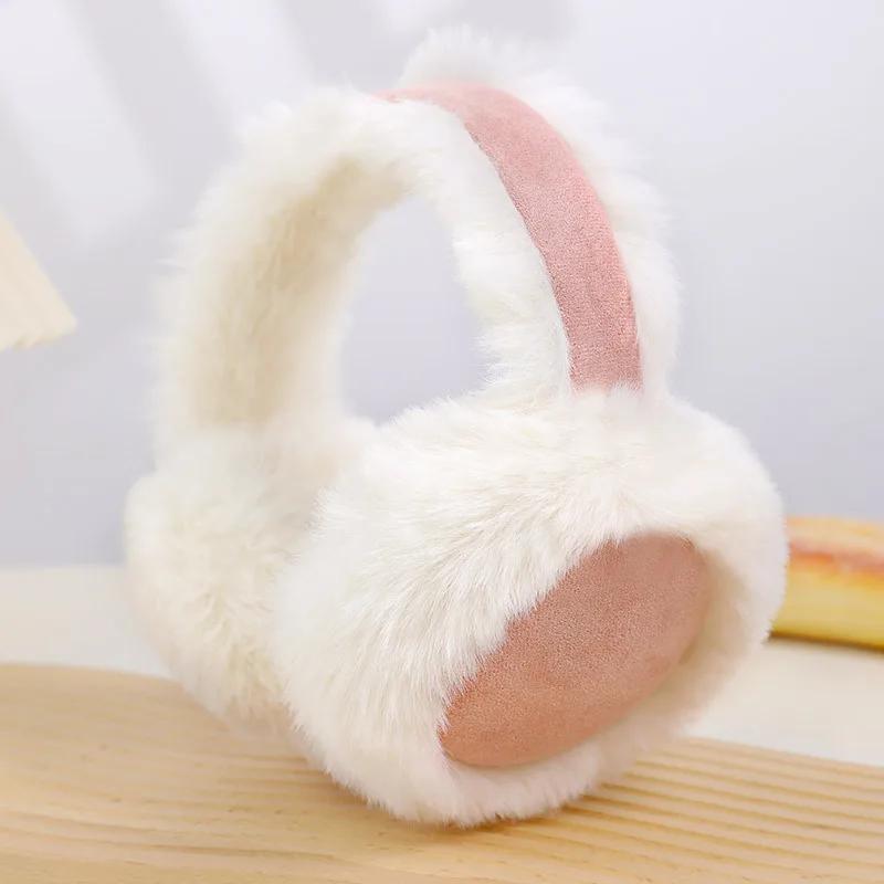 Winter Thicken Fluffy Plush Earmuffs Solid Soft Plush Ear Keep Warmer Fashion Outdoor Earflap Protection Foldable Ear Cover