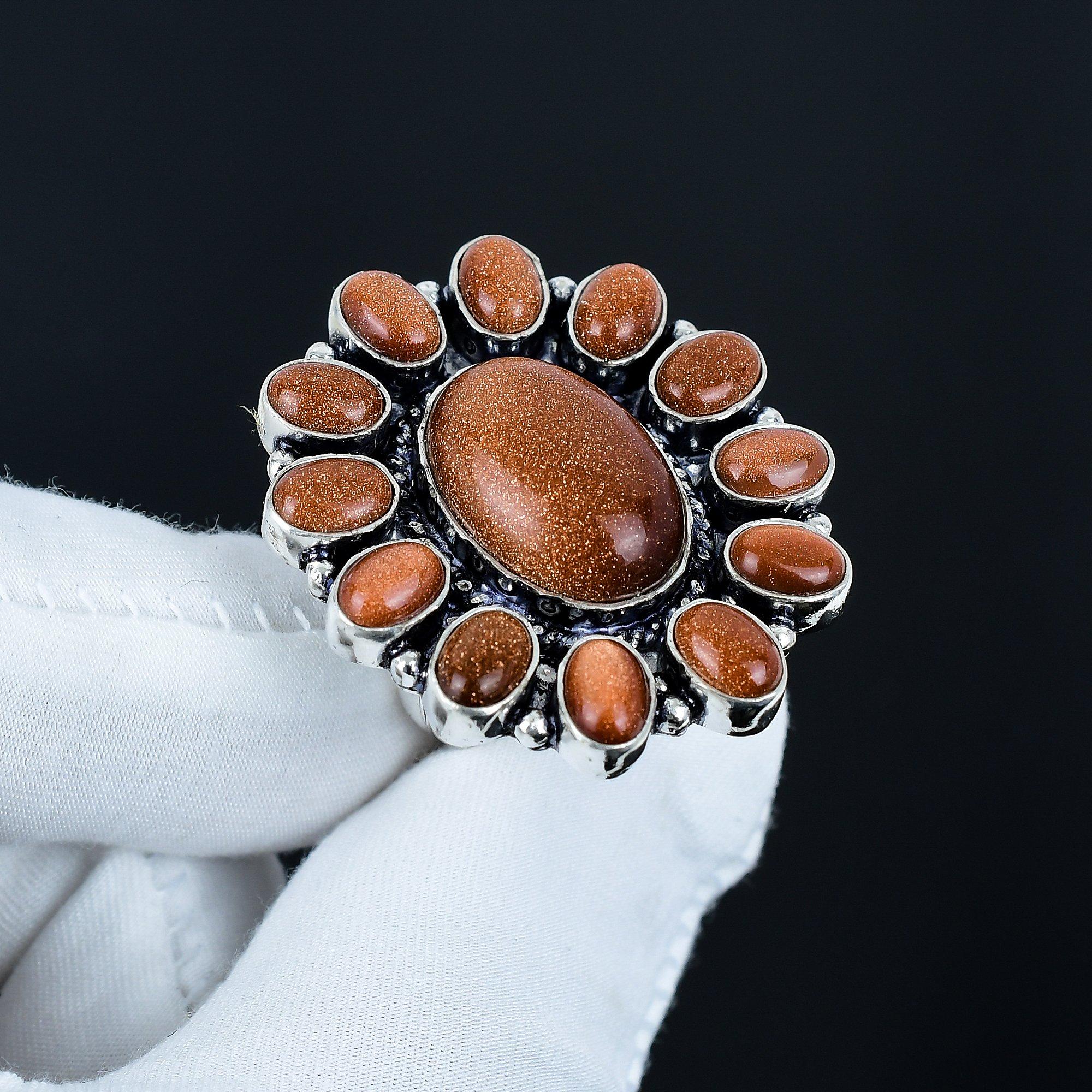 

Кольцо с натуральным красным солнечным камнем, кольцо из стерлингового серебра 925 пробы, подарок для нее, овальный камень, элегантное кольцо ручной работы, кольцо из серебра с цветком из красного солнечного камня в подарок US 10 красный