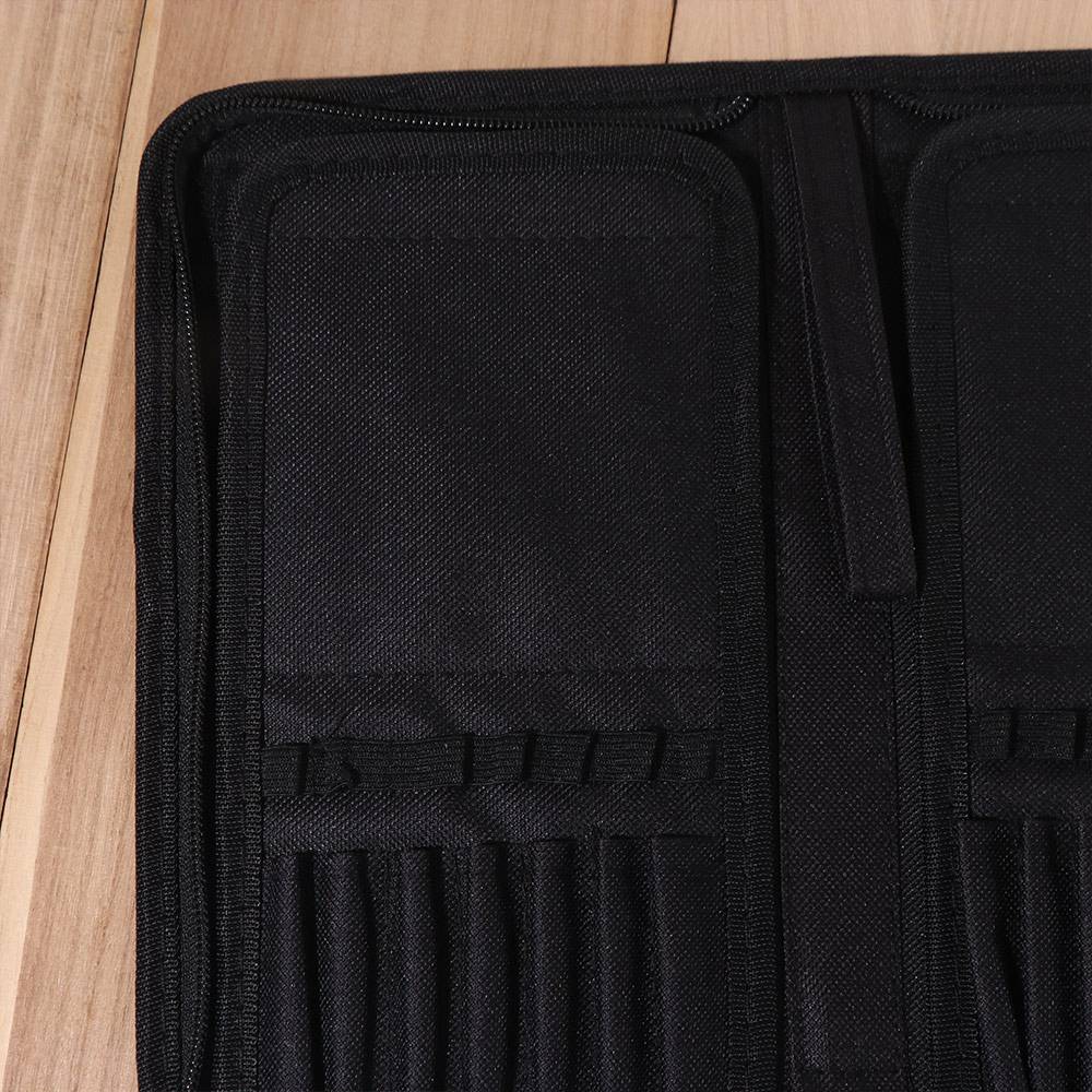 Portable Paint Brush Holder Multifunctional Foldable Cosmetic Storage Bag with Zipper Black Brush Carrying Case Artist Supplies