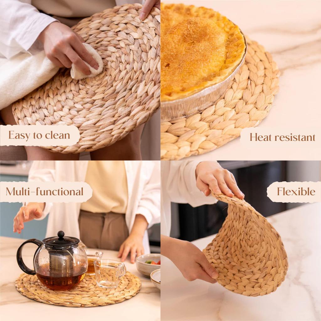 Natural Gourd Grass Round Woven Placemat - Heat Insulation Pad for Dining Table & Party Decor