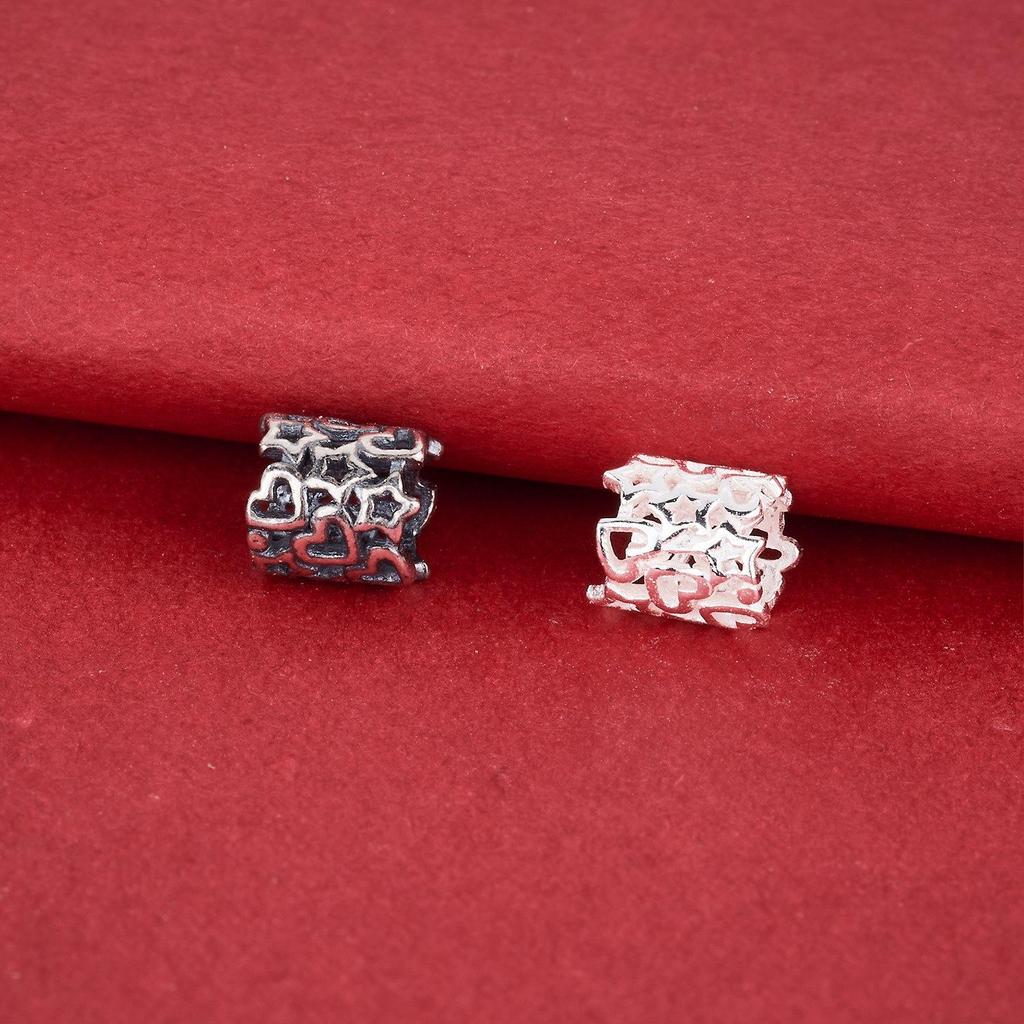 Sterling Silver Star and Heart Large Hole Spacer Beads for DIY Jewelry