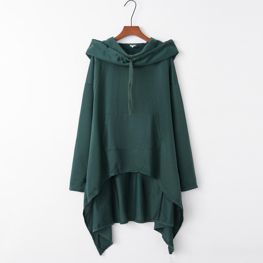 2023 Autumn/Winter European & American Solid Color Long Hooded Sweatshirt