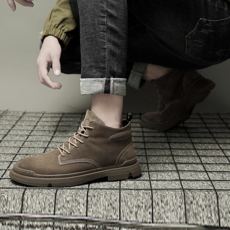 Fashion Winter Warm Plus Velvet Casual Boots Fashion Handmade Ankle Boots Popular TrendBoot British Style Men Non-slip Leather Boots