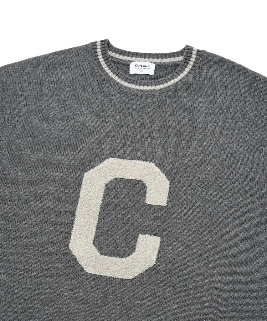 COVERNAT Big C Logo Crewneck Knit Melange Gray