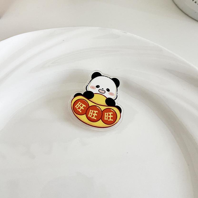 Ladies Chinese Style New Years Panda Brooch Cute Cartoon Pin Accessory
