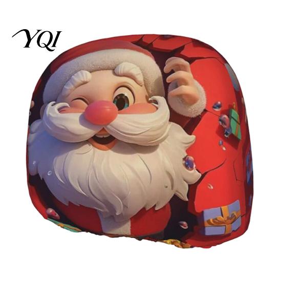 Reusable Holiday Auto Decor Christmas Car Headrest Cover, Elastic Stretch Santa Deer Print Decorative Covers for Holidays Protector, Universal